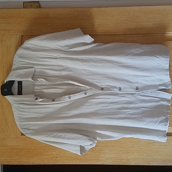 Tasso Elba silk & linen button down shirt sleeve shirt L - Picture 2 of 5